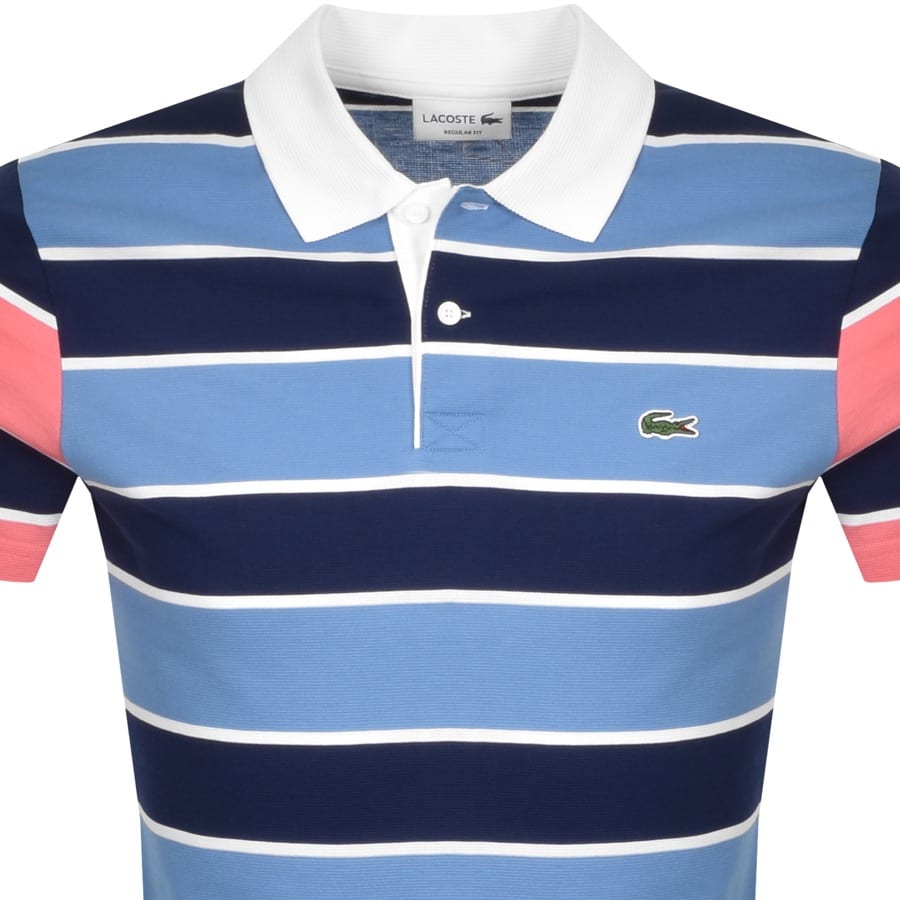 Alternative Image for ProductLacoste Striped Short Sleeved Polo T Shirt Blue2